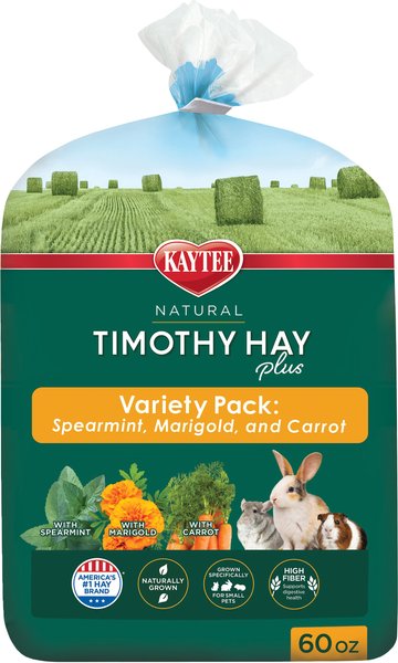 Kaytee Timothy Hay Plus Variety Pack Small Animal Food, 3-pack, 60-oz bag slide 1 of 10