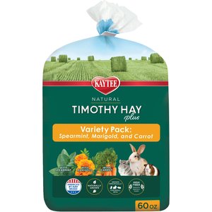 Kaytee Timothy Hay Plus Variety Pack Small Animal Food, 3-pack, 60-oz bag