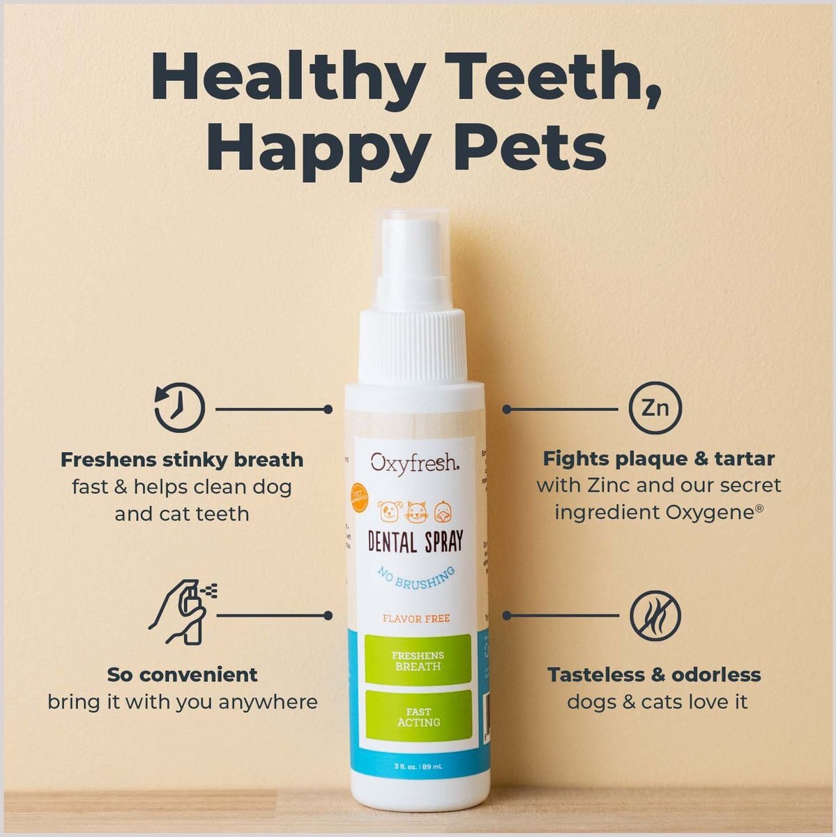 OXYFRESH Dog & Cat Dental Spray, 3oz bottle