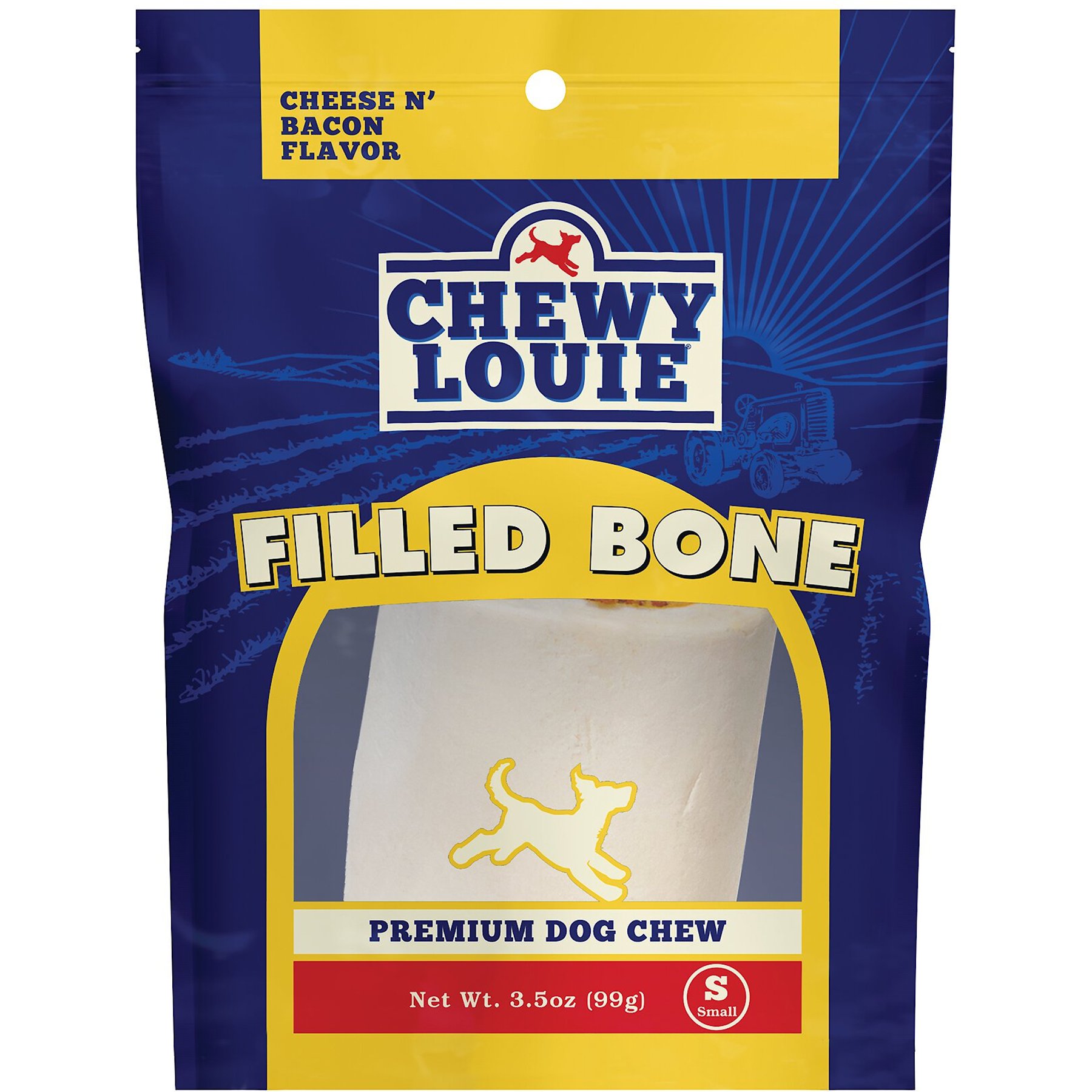 Chewy Louie Cheese & Bacon Flavor Small Filled Bone Dog Treat, 1 count