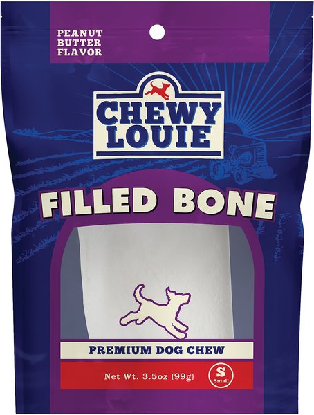 Chewy Louie Peanut Butter Butter Flavor Filled Bone Dog Treat, Small slide 1 of 4