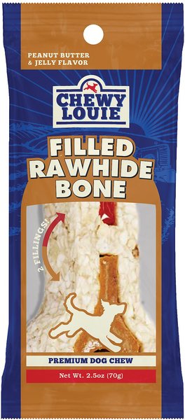 Chewy Louie Peanut Butter Jelly Flavor Filled Rawhide Bone Dog Treat