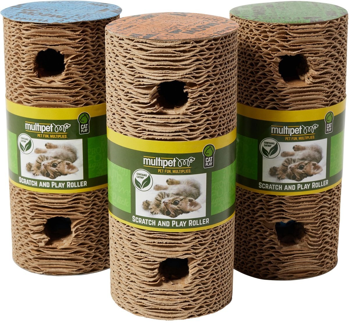 Multipet Cardboard Roller Cat Scratcher Toy with Catnip, Color Varies, 9.5-in, 1 count