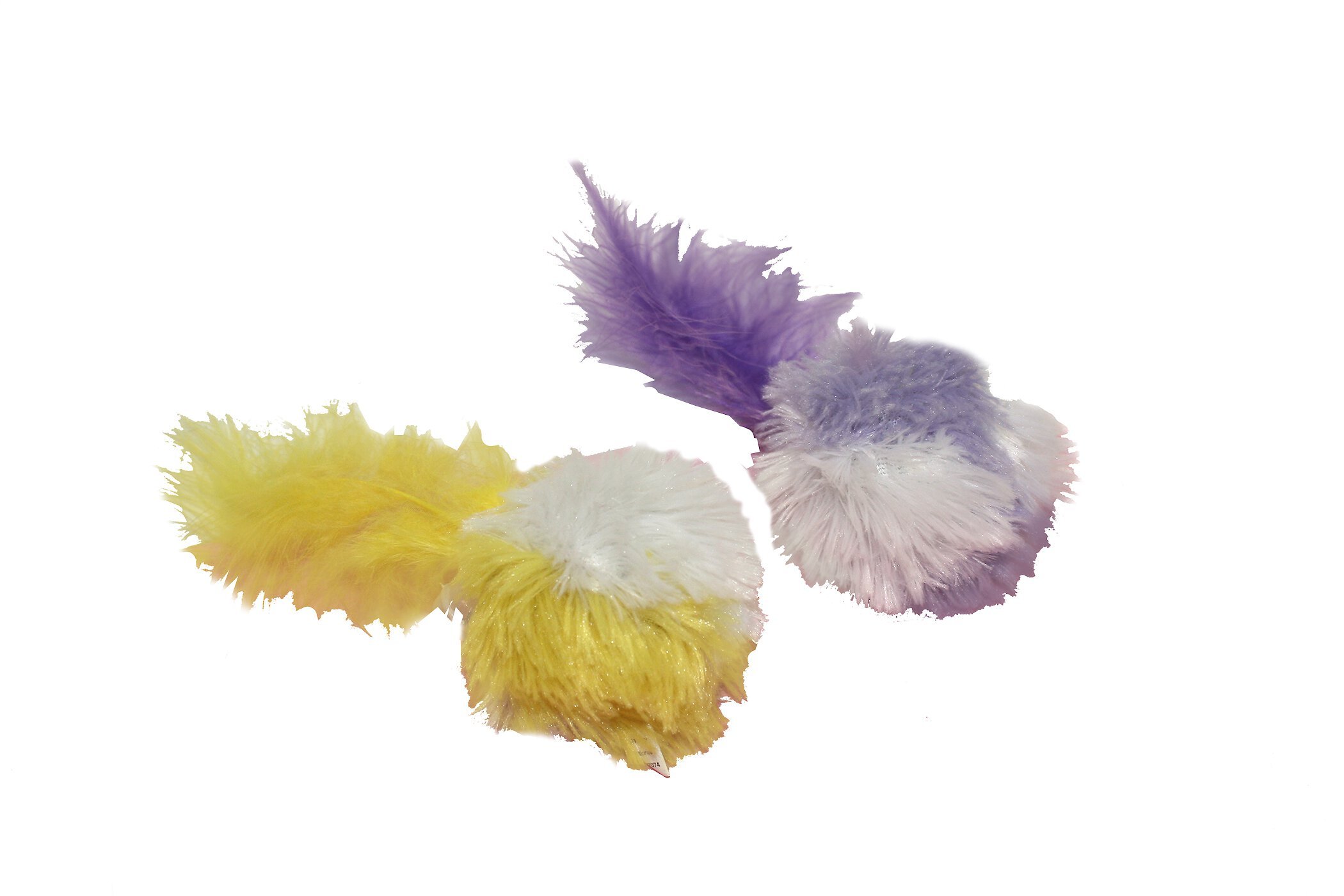 MULTIPET Pom Pom Feather Plush Cat Toy with Catnip, Color Varies