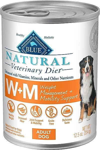 Blue Buffalo Natural Veterinary Diet W+M Weight Management + Mobility Support Grain-Free Wet Dog Food, 12.5-oz, case of 12 slide 1 of 9