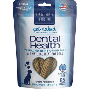 Get Naked Dental Health Grain-Free Vanilla Mint Flavored Large Dental Dog Treats, 6.6-oz bag, Count Varies