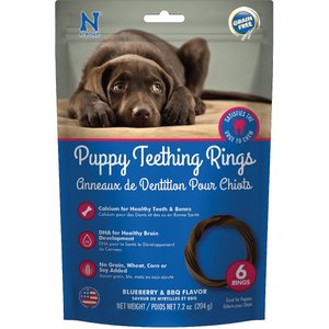 N-Bone Puppy Teething Rings Blueberry & BBQ Flavor Grain-Free Dog Treats, 6 count