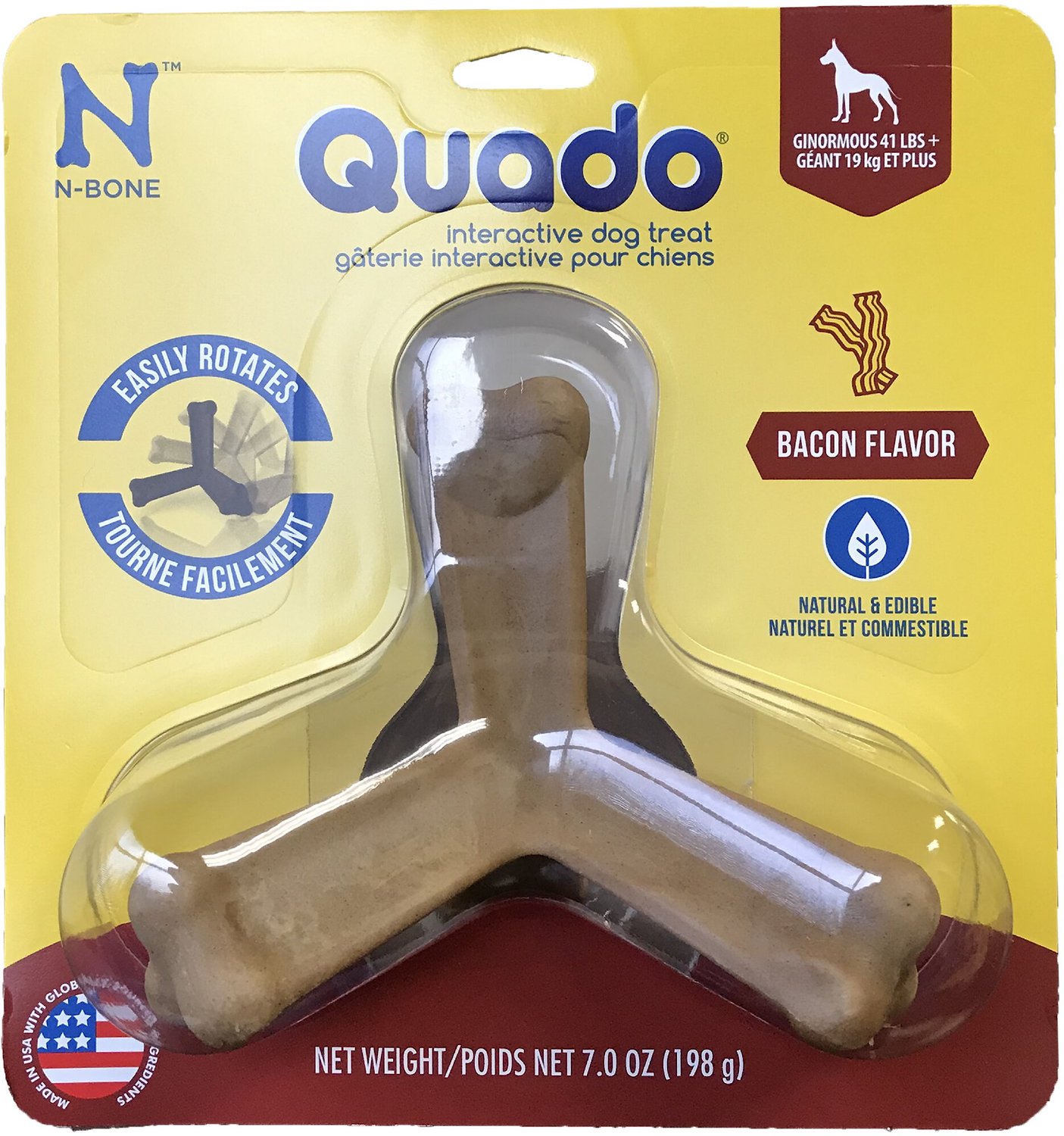 NBONE Quado Interactive Bacon Flavored Large Dental Dog Treat, 1 count