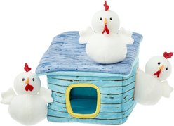 Frisco Chicken Coop Hide & Seek Puzzle Plush Squeaky Dog Toy, Small/Medium