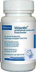 Virbantel Chewable Flavored Tablets for Small Dogs, 6-25 lbs, 1 chewable flavored tablet