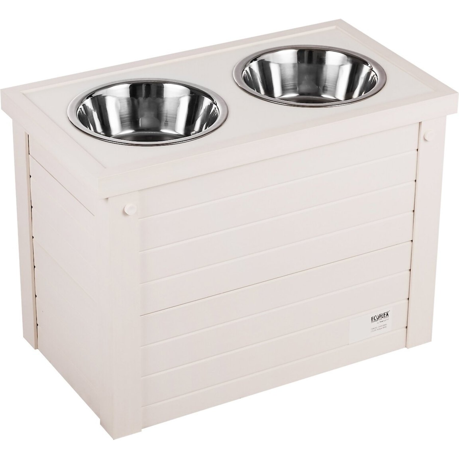 Raised Pet Bowls for Cats and Dogs Heavy Duty Composite Water Proof Feeding  Station Double Bowl Stand Stainless Steel Bowls 