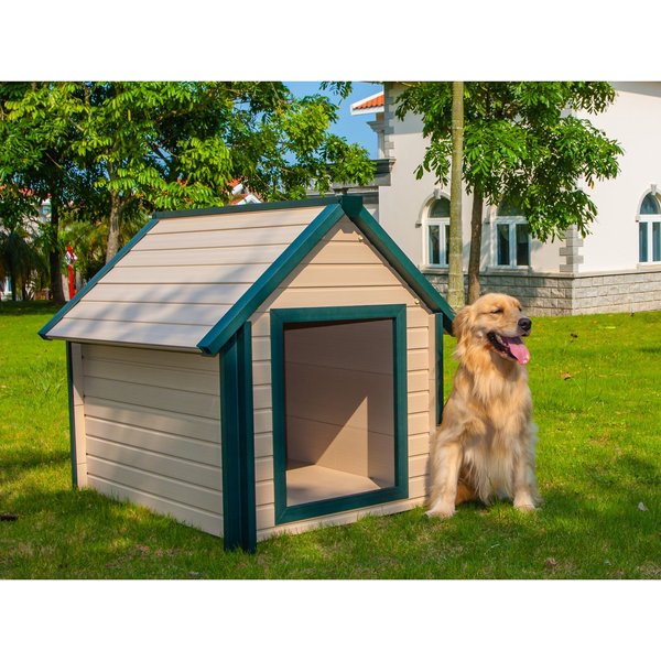 NEW AGE PET ECOFLEX Rustic Lodge Style Outdoor Dog House, Extra Large ...