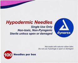Dynarex Hypodermic Thin Wall 20 Gauge Needles, 1 Inch, 100 count