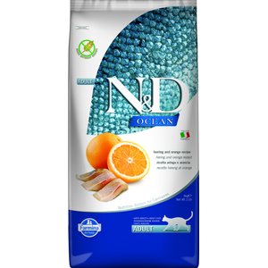 Farmina N&D Ocean Herring & Orange Adult Grain-Free Dry Cat Food, 11-lb bag