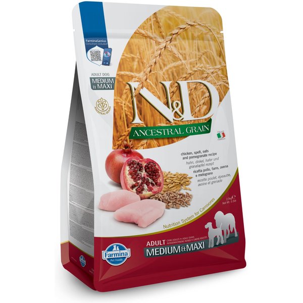 FARMINA N&D Ancestral Grain Chicken & Pomegranate Medium & Maxi Adult ...