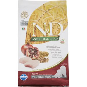 Farmina N&D Ancestral Grain Chicken & Pomegranate Medium & Maxi Puppy Dry Dog Food, 5.5-lb bag