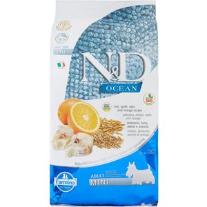 Farmina N&D Ocean Codfish & Orange Ancestral Grain Mini Adult Dry Dog Food, 15.4-lb bag