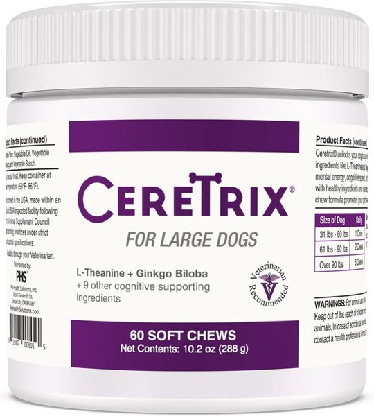 Ceretrix Soft Chew Brain & Nervous System Supplement for Large Breed Dogs, 60 count slide 1 of 3