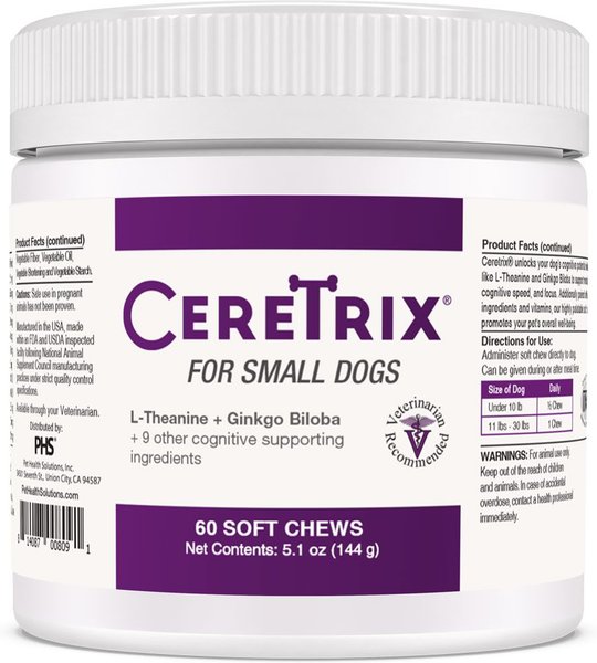 Ceretrix Soft Chew Brain & Nervous System Supplement for Small Breed Dogs, 60 count slide 1 of 3