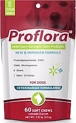 Proflora Chicken Flavored Soft Chew Digestive Supplement for Dogs, 60 count