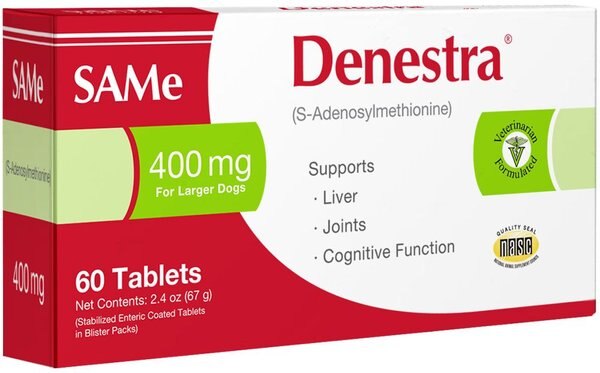 Denestra SAMe 400mg Tablet Liver & Joint Supplement for Dogs, 60 count slide 1 of 2