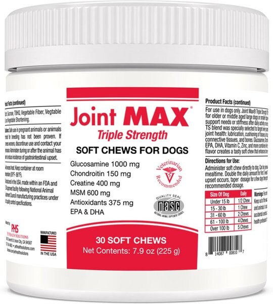 Joint MAX Triple Strength Soft Chew Joint Supplement for Dogs, 30 count slide 1 of 5
