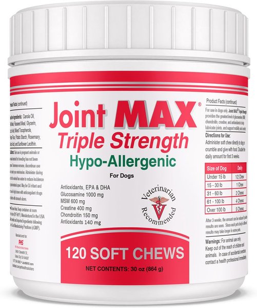 Ora-Clens Joint Max Triple Strength Hypo-Allergenic Dog Supplement, 120 count slide 1 of 9
