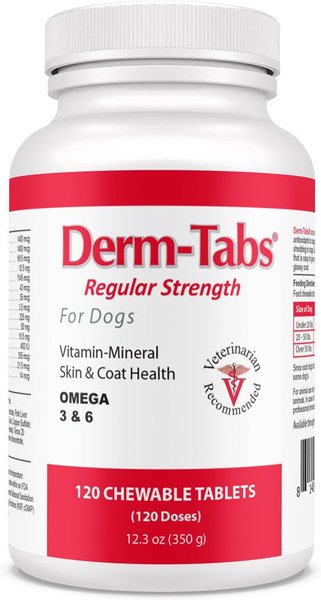 Derm-Tabs Regular Strength Liver Flavored Chewable Tablet Skin & Coat Supplement for Dogs, 120 count slide 1 of 9