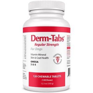 Derm-Tabs Regular Strength Liver Flavored Chewable Tablet Skin & Coat Supplement for Dogs, 120 count