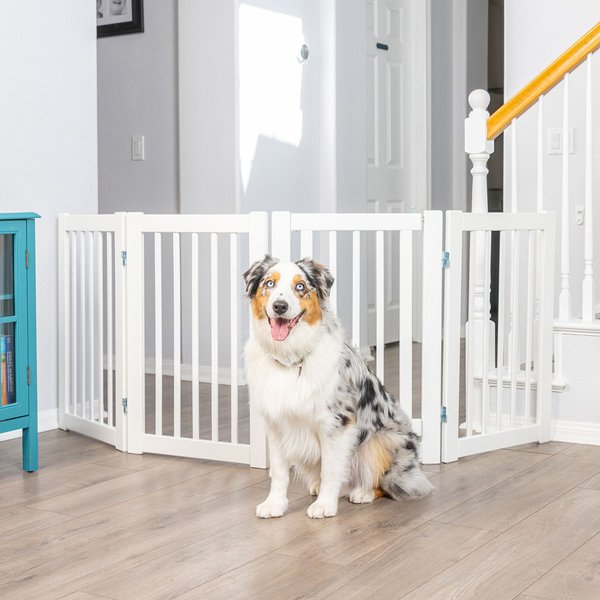FRISCO Deluxe Configurable 4Panel Wood Dog Gate, 30in, White