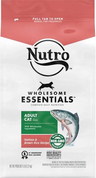 Nutro Wholesome Essentials Salmon & Brown Rice Recipe Adult Dry Cat Food, 5-lb bag slide 1 of 9