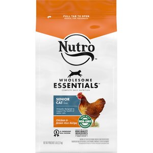 Nutro Wholesome Essentials Chicken & Brown Rice Recipe Senior Dry Cat Food, 5-lb bag
