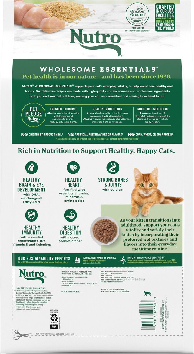 NUTRO Wholesome Essentials Chicken & Brown Rice Recipe Kitten Dry Cat