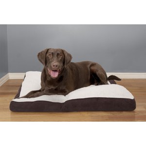 FurHaven Faux Sheepskin & Suede Deluxe Pillow Cat & Dog Bed w/Removable Cover, Espresso, Large