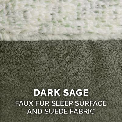 Show full view: FurHaven Two Tone Faux Fur & Suede Deluxe Chaise Cooling Gel Dog & Cat Bed with Removable Cover, Dark Sage, Jumbo slide 9 of 11