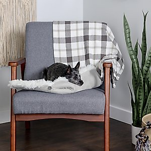 FurHaven Self-Warming Convertible Cuddle Mat Bolster Cat & Dog Bed, Silver, Small