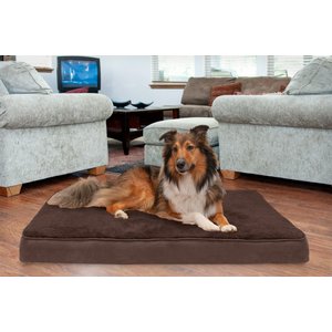 FurHaven Terry Deluxe Memory Foam Pillow Cat & Dog Bed w/Removable Cover, Espresso, Jumbo