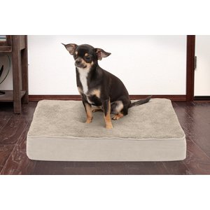FurHaven Terry Deluxe Memory Foam Pillow Cat & Dog Bed w/Removable Cover, Clay, Small