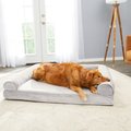 FurHaven Faux Fur Cooling Gel Bolster Cat & Dog Bed w/Removable Cover, Smoke Gray, Jumbo