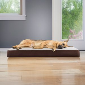 FurHaven Faux Sheepskin & Suede Memory Foam Cat & Dog Bed with Removable Cover, Espresso, Jumbo