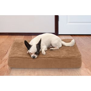 FurHaven Terry Deluxe Cooling Gel Pillow Cat & Dog Bed w/Removable Cover, Camel, Small