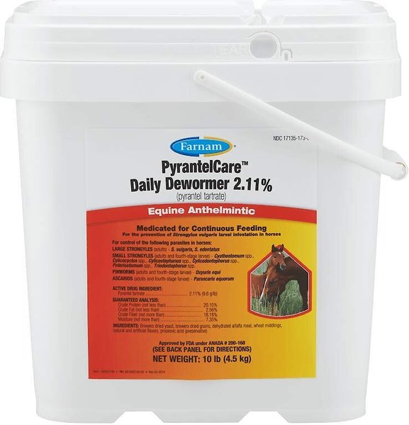 Farnam PyrantelCare Daily Dewormer Anthelmintic Horse Dewormer Supplement, 10-lb tub slide 1 of 9