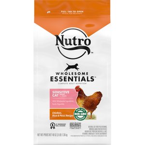 Nutro Wholesome Essentials Sensitive Cat Chicken, Rice & Peas Recipe Dry Cat Food, 3-lb bag