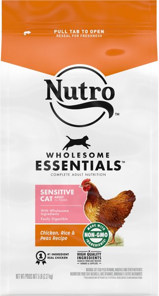 Nutro Wholesome Essentials Sensitive Cat Chicken, Rice & Peas Recipe Adult Dry Cat Food, 5-lb bag slide 1 of 8