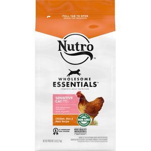 Nutro Wholesome Essentials Sensitive Cat Chicken, Rice & Peas Recipe Dry Cat Food, 5-lb bag