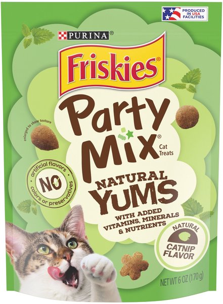 FRISKIES Party Mix Natural Yums Catnip Flavor Cat Treats 6 oz bag Chewy