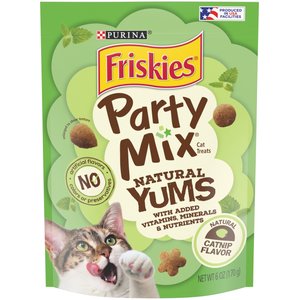 Friskies Party Mix Natural Yums With Catnip Flavor Crunchy Cat Treats, 6-oz bag