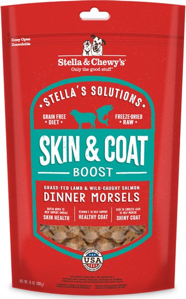 Stella & Chewy's Stella's Solutions Skin & Coat Boost Freeze-Dried Raw Grass-Fed Lamb & Wild-Caught Salmon Dinner Morsels Dog Food, 13-oz bag slide 1 of 3
