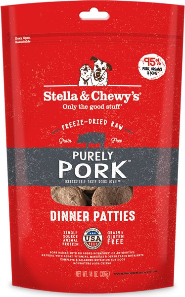Stella & Chewy's Purely Pork Freeze-Dried Raw Dinner Patties Dog Food, 14-oz bag slide 1 of 3