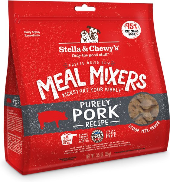 Stella & Chewy's Meal Mixers Purely Pork Freeze-Dried Raw Dog Food Topper, 3.5-oz bag slide 1 of 7